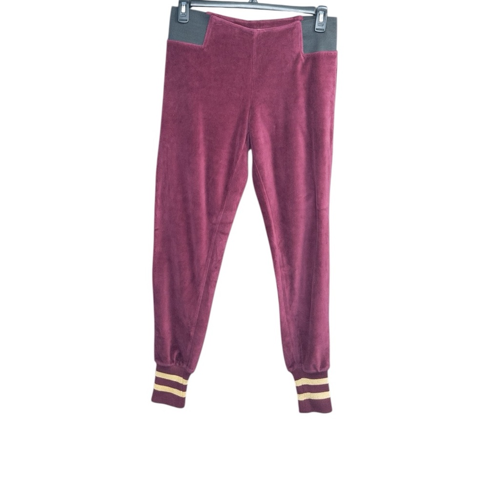 Vintage 00s Y2K Nicki Minaj Large L‎ Maroon Velour Jogger Pants Sweatpants Gold
